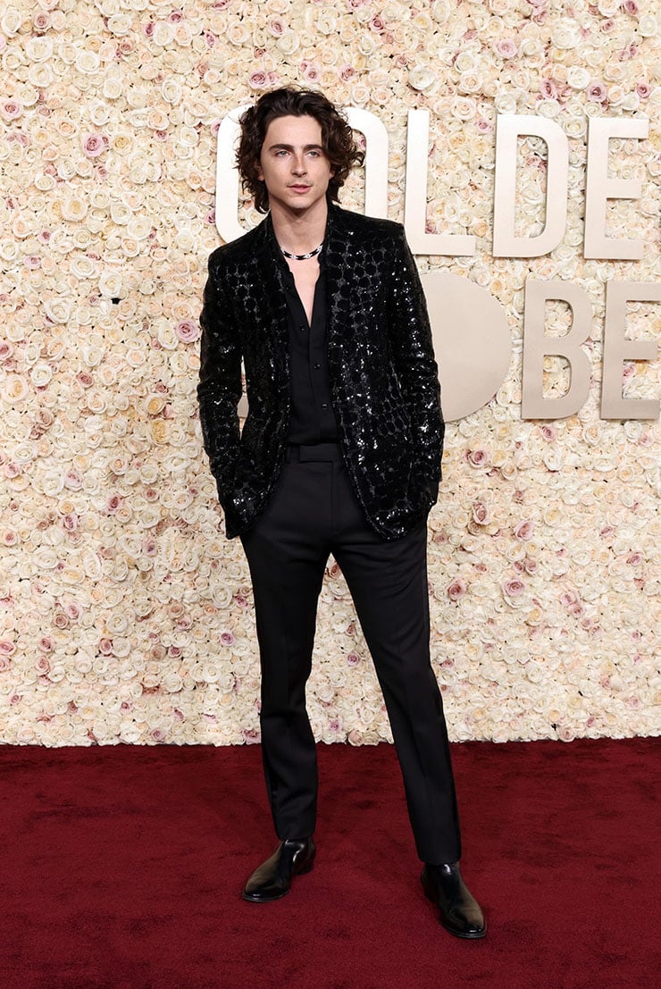 Timothée Chalamet Wore Celine Homme To The 2024 Golden Globe Awards