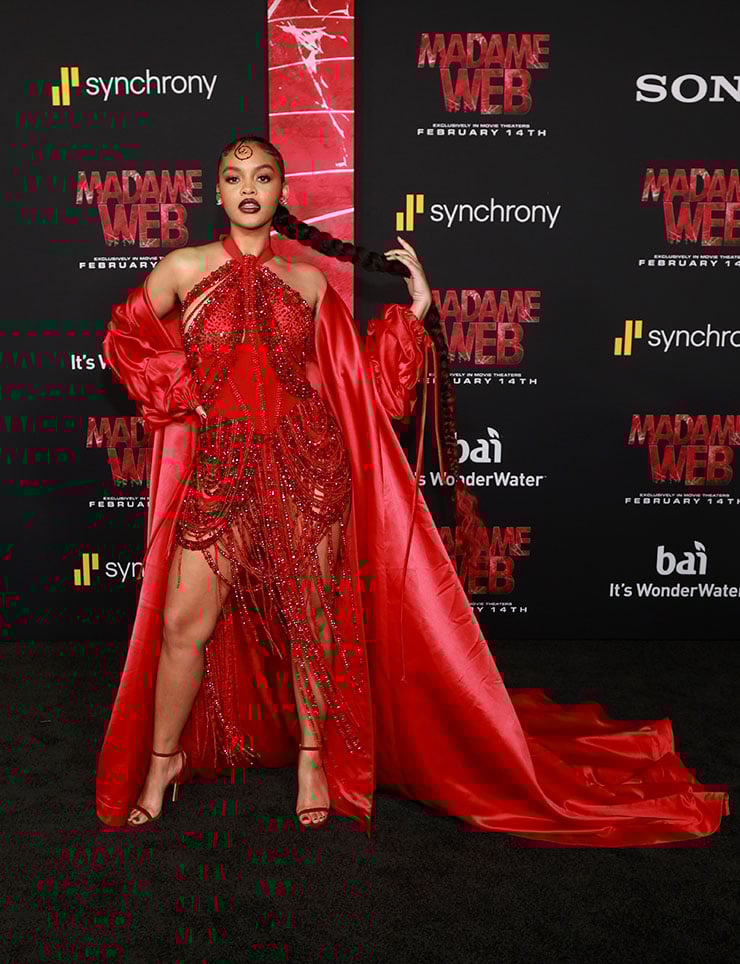 Celeste O'Connor attends the World Premiere Of Sony Pictures' "Madame Web"