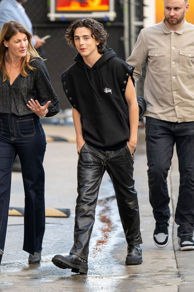 Timothée Chalamet arrived at the ABC studios for Jimmy Kimmel Live