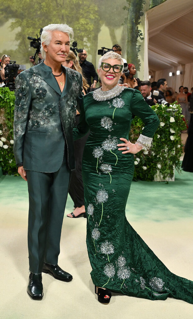 Australian filmmaker Baz Luhrmann (L) and Australian costume designer Catherine Martin arrive for the 2024 Met Gala at the Metropolitan Museum of Art 