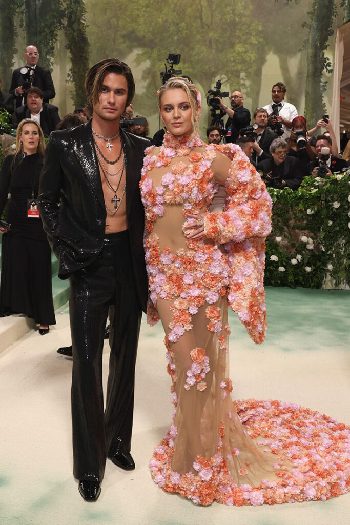 Chase Stokes and Kelsea Ballerini attends The 2024 Met Gala Celebrating "Sleeping Beauties: Reawakening Fashion"