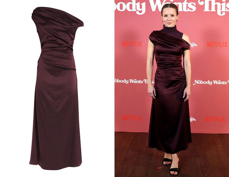 Kristen Bell's Staud Satin Phare Maxi Dress Kristen Bell's Staud Satin Phare Maxi Dress