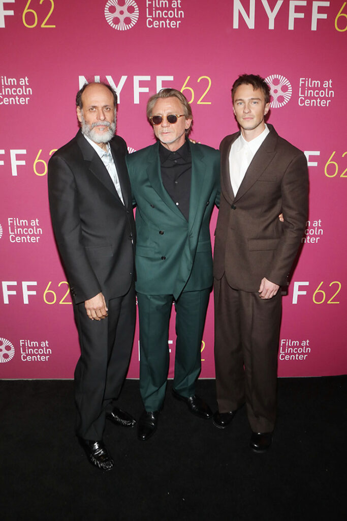 Luca Guadagnino, Daniel Craig and Drew Starkey attend the 62nd New York Film Festival's Premiere Of "Queer"