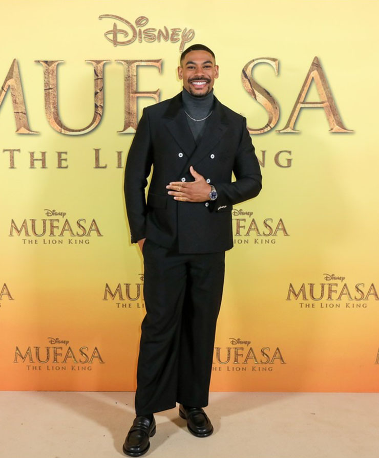 Aaron Pierre attends the "Mufasa: The Lion King" UK Premiere