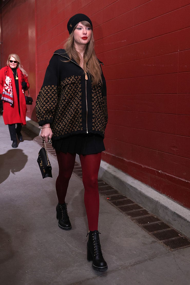 Taylor Swift Embraces LV Logomania Supporting Travis Kelce