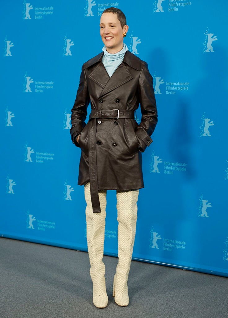 Luxembourgian-German actress Vicky Krieps poses during a photo call for the film 'Hot Milk' presented in competition at the 75th Berlinale,