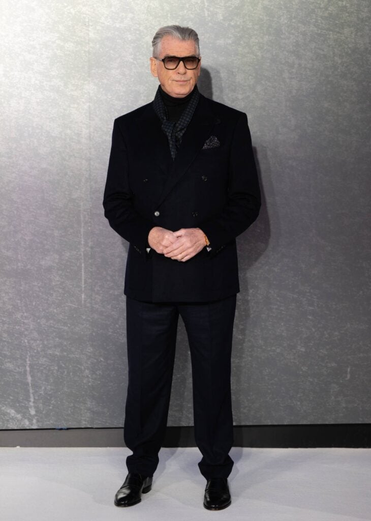 Pierce Brosnan dunhill suit 'Mobland' London Premiere
