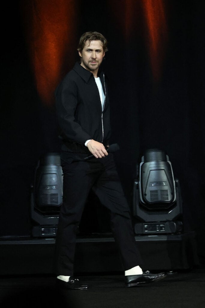 Ryan Gosling arrives onstage to speak about "Project Hail Mary" Gucci Spring 2025