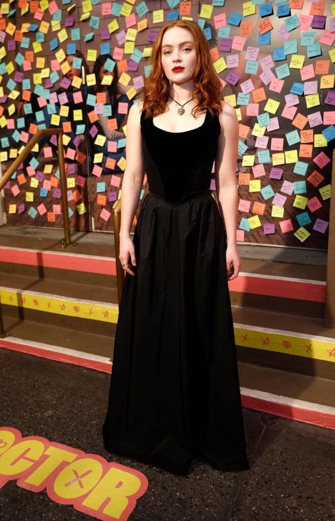 Sadie Sink is in her Gothic Heroine era dressed in Vivienne Westwood