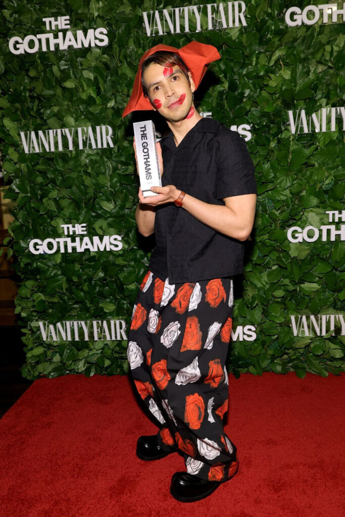 Julio Torres 2025 Gotham Awards Marni Spring 2025 floral print trousers