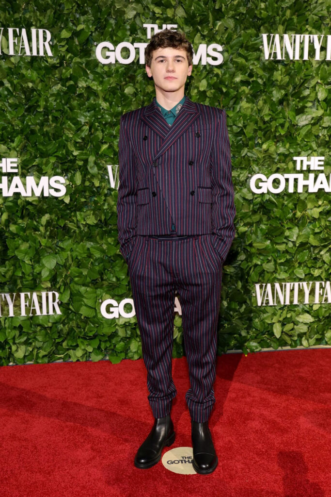 Sam Nivola 2025 Gotham Awards McQueen Pre-Fall 2025 striped suit Sam Nivola 