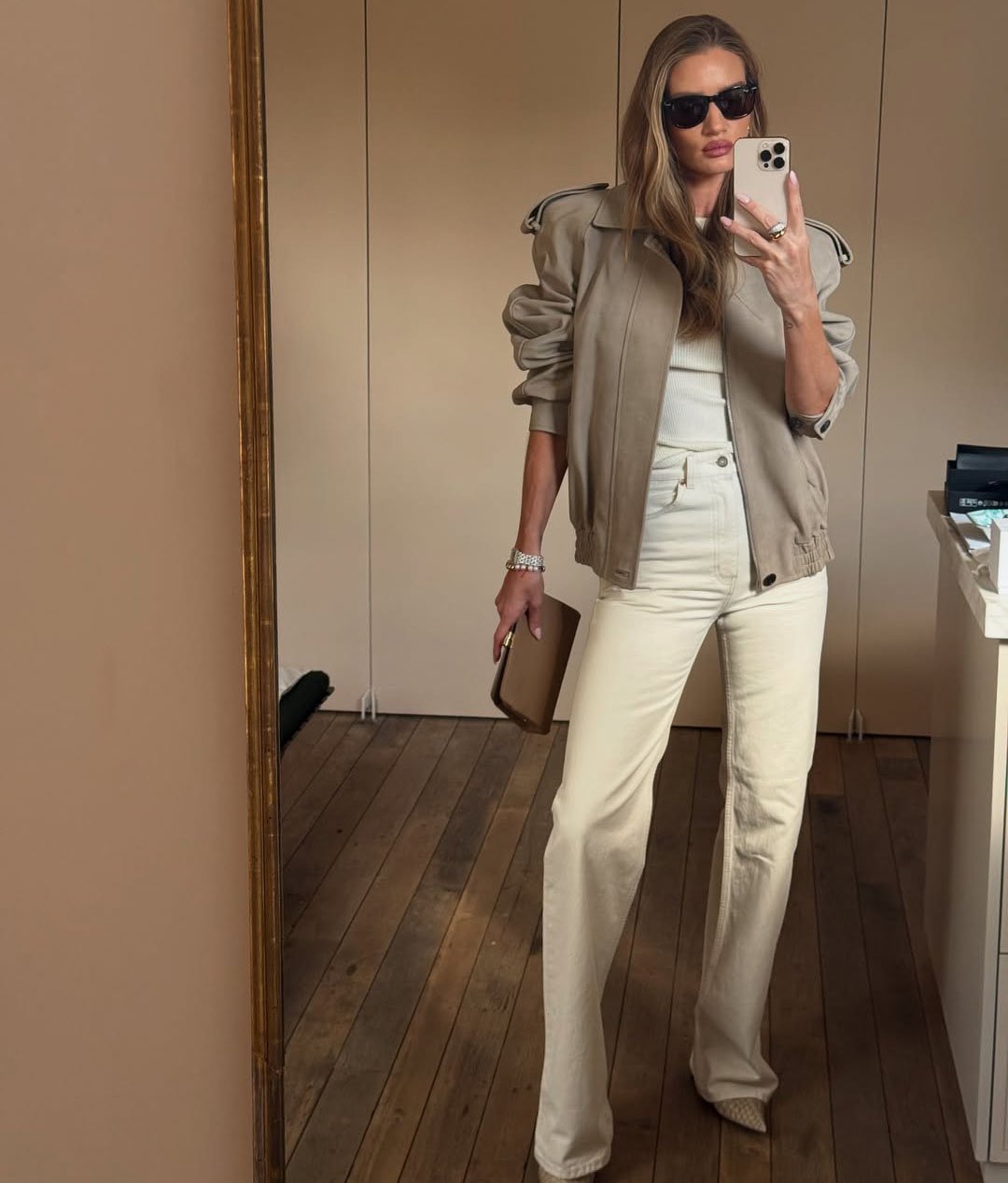 Rosie Huntington-Whiteley’s Saint Laurent Nubuck Jacket