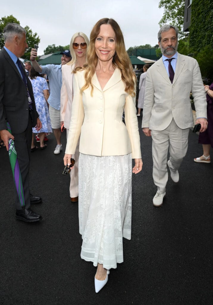 Leslie Mann attends day three of the Wimbledon Tennis Championships