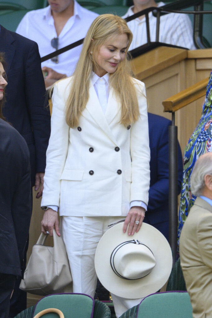  Nicole Kidman watches tennis from the Royal Box during day fourteen of the 2025 Wimbledon Championships