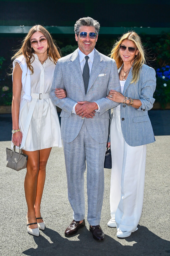 Patrick Dempsey, Jillian Dempsey and Talulah Dempsey during day fourteen of the 2025 Wimbledon Championships