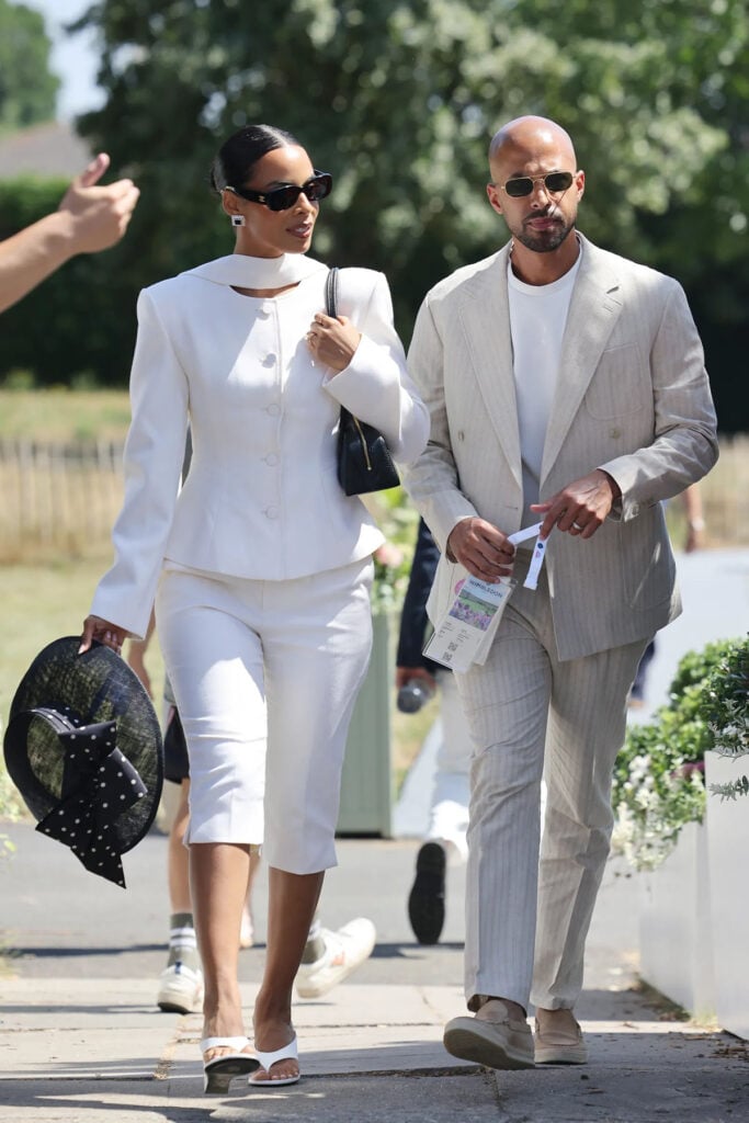 Rochelle Humes and Marvin Humes attend day one of the Wimbledon Tennis Championships 