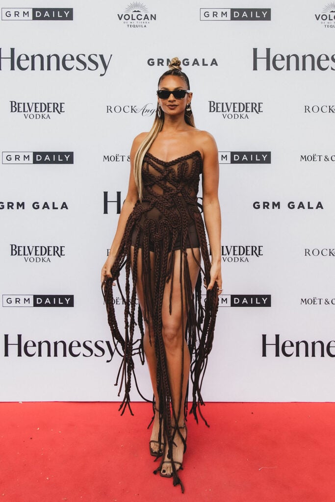 Alesha Dixon Wore Albina Dyla To The 2025 GRM Gala Alesha Dixon GRM Gala, Alesha Dixon Albina Dyla, braided fringe bodysuit, GRM Gala 2025 fashion, red carpet fashion, hair on the red carpet,