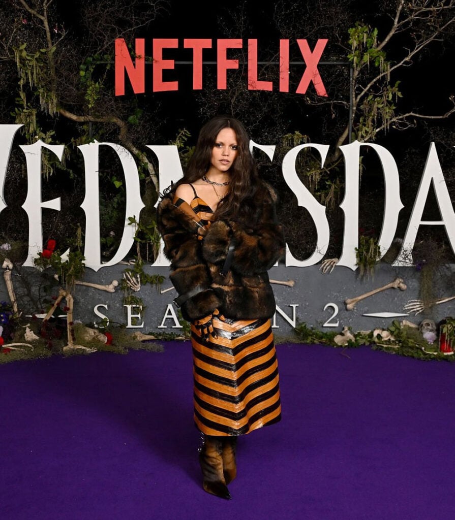 Jenna Ortega press tour, Jenna Ortega fashion, Wednesday Season 2 style, Enrique Melendez styling, Jenna Ortega red carpet looks