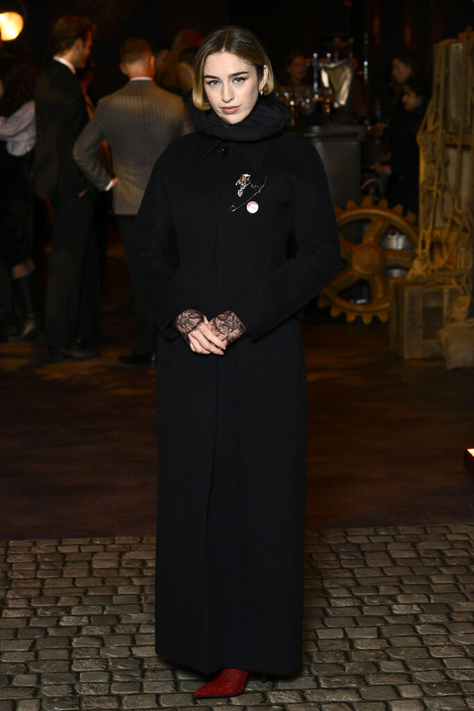 Danielle Galligan attends the "House Of Guinness" London Premiere, The House of Guinness London premiere, Emily Fairn McQueen, Fionn O’Shea McQueen, Danielle Galligan McQueen, McQueen Resort 2026, McQueen Fall 2025