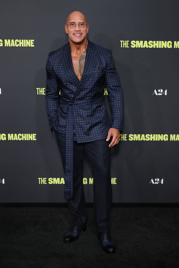  Dwayne Johnson attends the Los Angeles Premiere of A24's "The Smashing Machine" dunhill fall 2025, Menswear, Menswear Red Carpet, Menswear Red Carpet Fashion, Red Carpet Menswear,