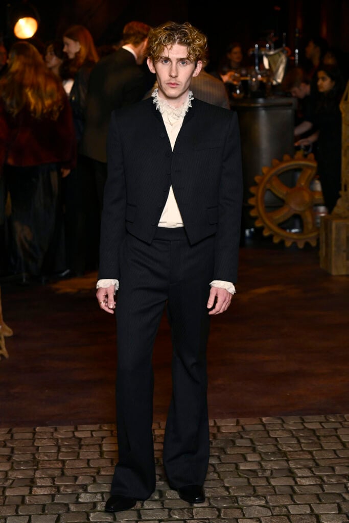 Fionn O'Shea attends the "House Of Guinness" London Premiere , The House of Guinness London premiere, Emily Fairn McQueen, Fionn O’Shea McQueen, Danielle Galligan McQueen, McQueen Resort 2026, McQueen Fall 2025