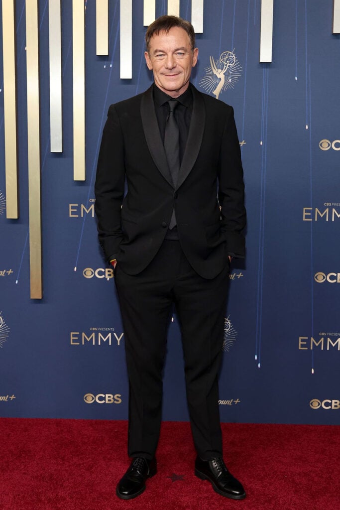 Jason Isaacs attends the 2025 Primetime Emmy Awards, Armani, Emmys menswear,