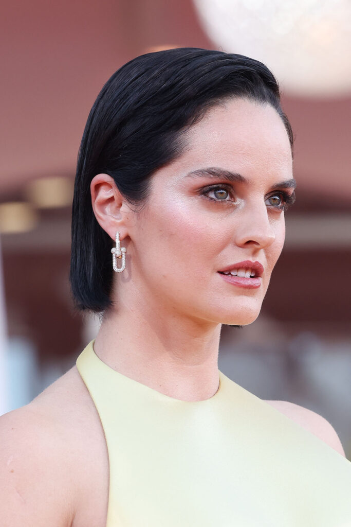 Noémie Merlant "Duse" premiere Venice Film Festival Louis Vuitton yellow gown
