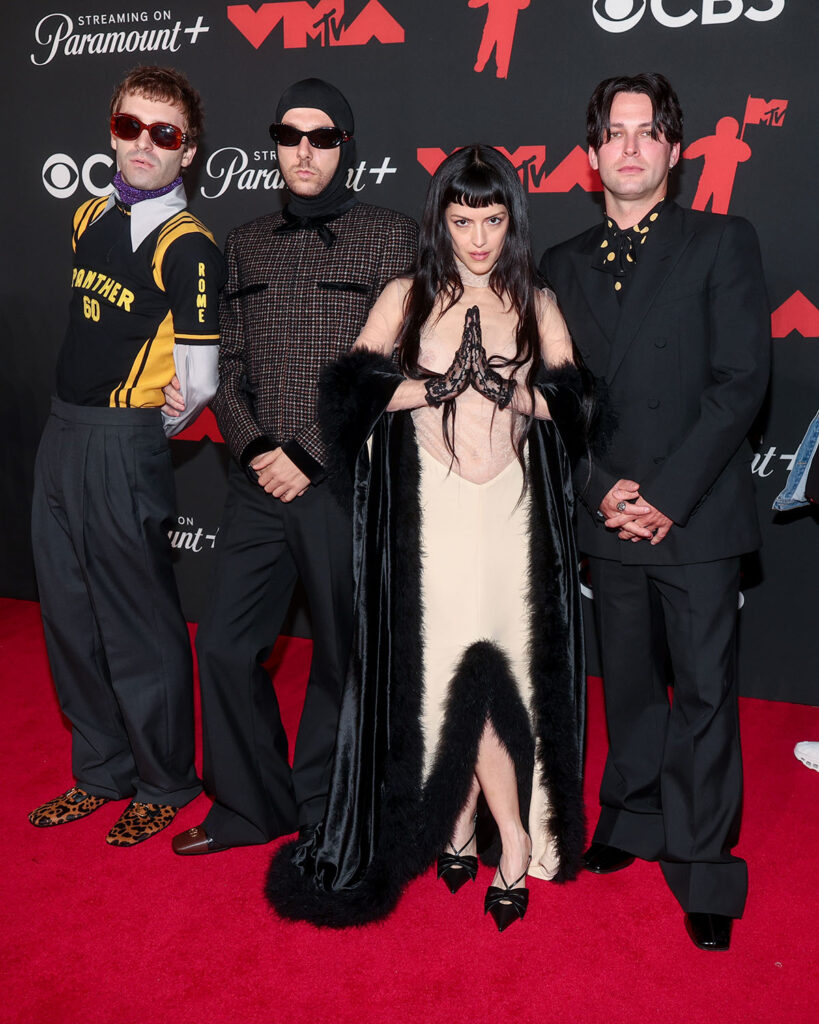 Jesse Perlman, Josh Conway, Maria Zardoya, Edward James of The Marías at the MTV Video Music Awards 2025