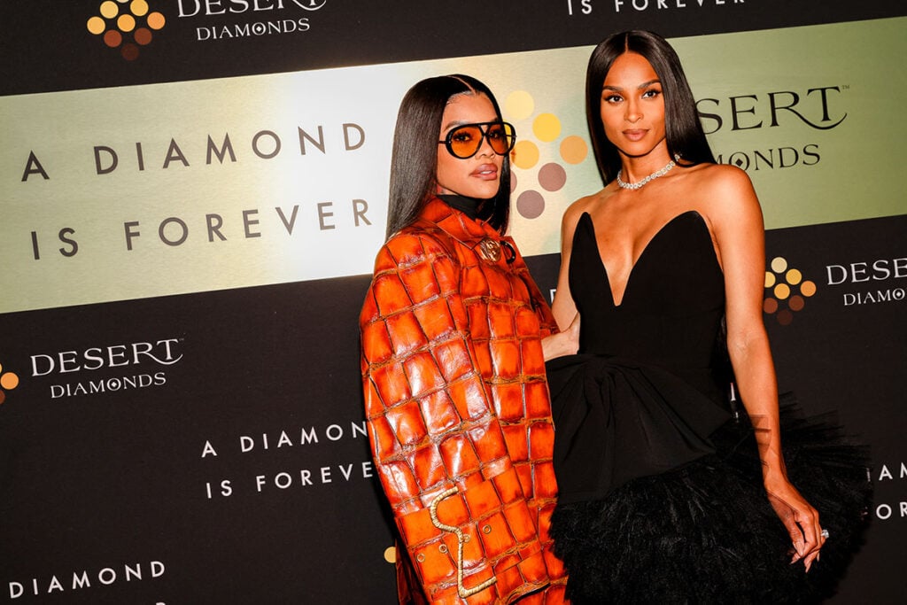 Ciara Wore Carolina Herrera To The Desert Diamonds ‘A Diamond is Forever’ Celebration, Ciara, Carolina Herrera Fall 2022, Desert Diamonds, A Diamond Is Forever, ARTECHOUSE New York, tulle peplum dress, Premier Gem ring