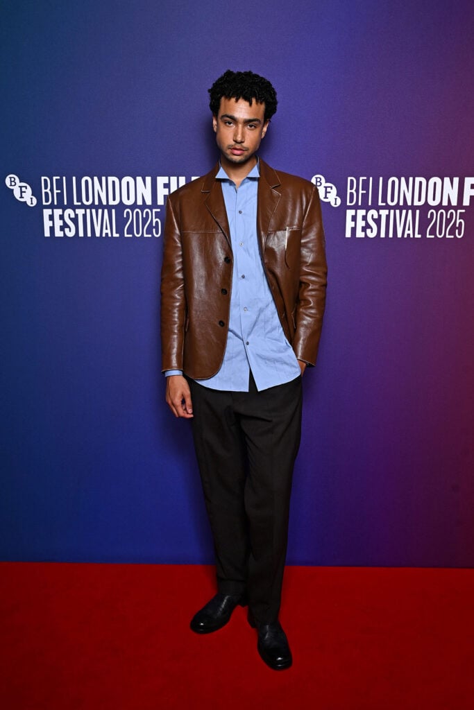 Archie Madekwe attends the "Lurker" screening during the 69th BFI London Film Festival, Prada London Film Festival 2025, men’s red carpet fashion, London Film Festival men’s red carpet fashion,