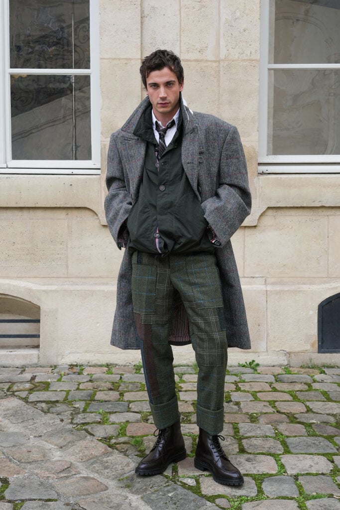 Thom Browne Spring 2026, Thom Browne front row, Rachel Zegler Thom Browne, Eiza González Thom Browne, fashion week Paris, Thom Browne street style