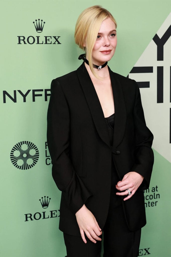 Elle Fanning attends the "Sentimental Value" Red Carpet , Elle Fanning The Row, Elle Fanning Sentimental Value, Elle Fanning NYFF 2025, Elle Fanning Armani Privé, Elle Fanning Cartier jewels