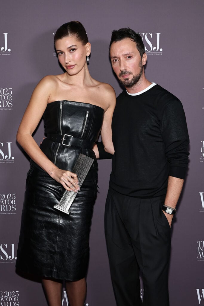 Hailey Bieber and Anthony Vaccarello attend the WSJ. Magazine 2025 Innovator Awards,