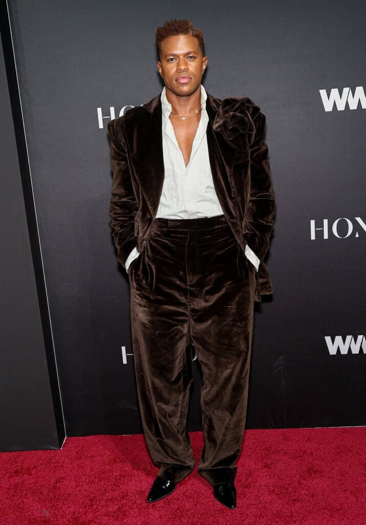 Jeremy Pope Willy Chavarria, Jeremy Pope WWD Honors 2025, Willy Chavarria menswear 2025, velvet suit 2025