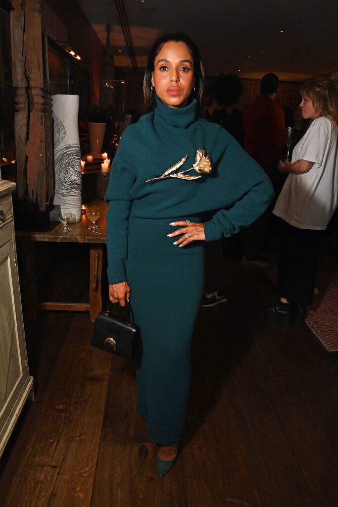 Kerry Washington, Carolina Herrera Fall 2025, Wake Up Dead Man, Knives Out Mystery, London Film Festival 2025, Kerry Washington style, Delvaux Brillant bag