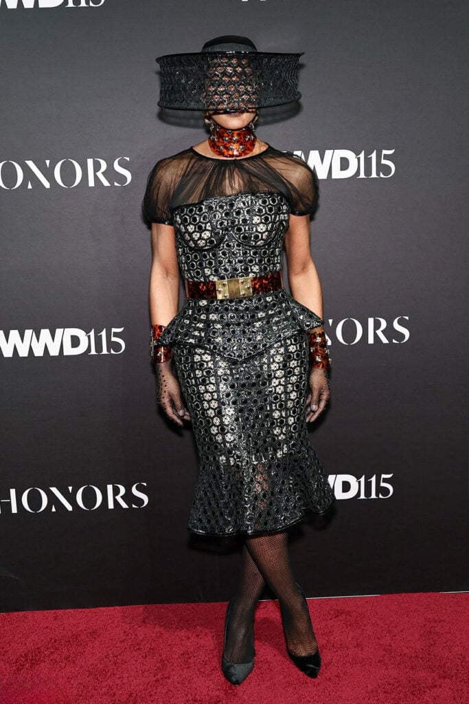 Laverne Cox, Alexander McQueen Spring 2013, WWD Honors 2025, Lee McQueen, Sarah Burton, archival fashion, McQueen Horn of Plenty collection, McQueen peplum dress, red carpet, WWD 2025 honors gala red carpet,