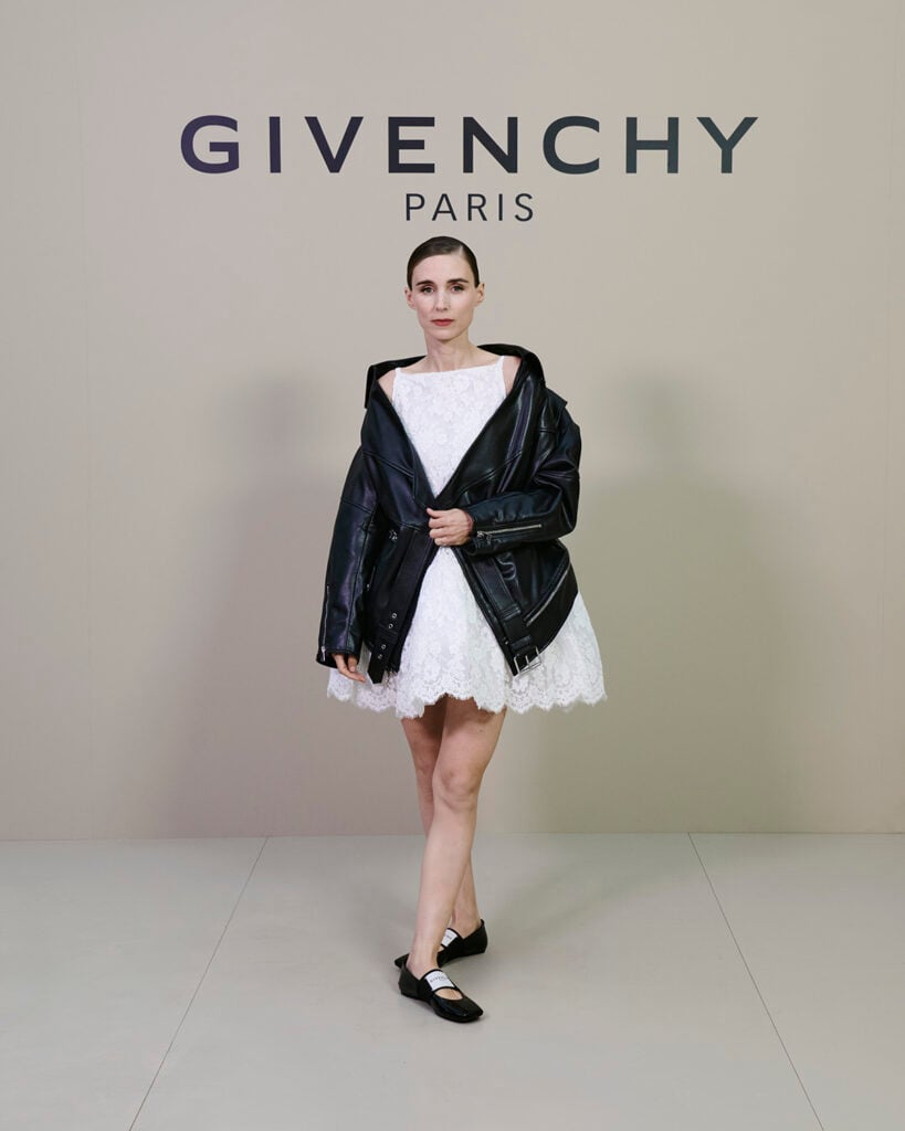 Rooney Mara Front row at Givenchy Spring 2026 by Sarah Burton, Paris Fashion Week 2025, Givenchy front row
