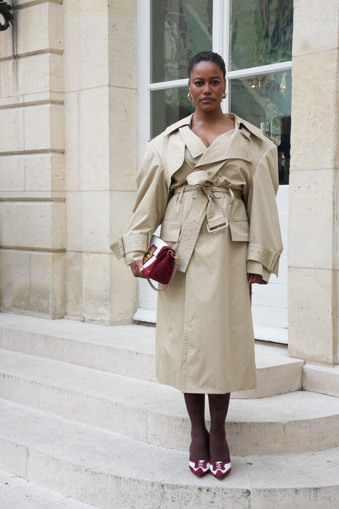 Taylour Paige Thom Browne Spring 2026, Thom Browne Spring 2026, Thom Browne front row, Rachel Zegler Thom Browne, Eiza González Thom Browne, fashion week Paris, Thom Browne street style