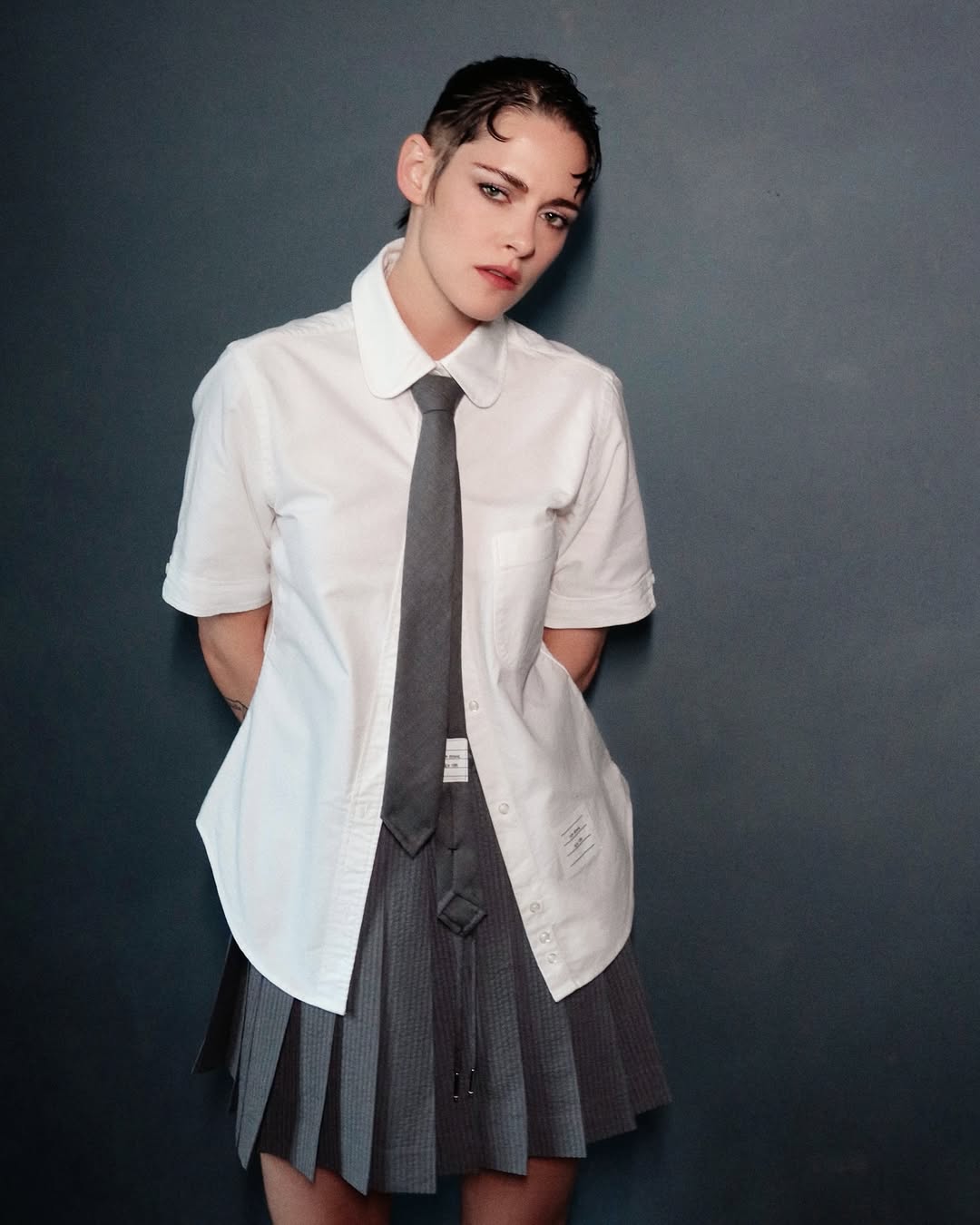 Kristen Stewart Wore Thom Browne Promoting ‘The Chronology of Water’