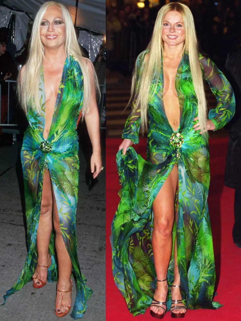 Amber Valletta Versace Spring 2000 jungle dress, Ariana DeBose Versace Spring 2018, Donatella Versace 2025 CFDA Fashion Awards red carpet, CFDA Positive Change Award 2025, Versace archive looks CFDA