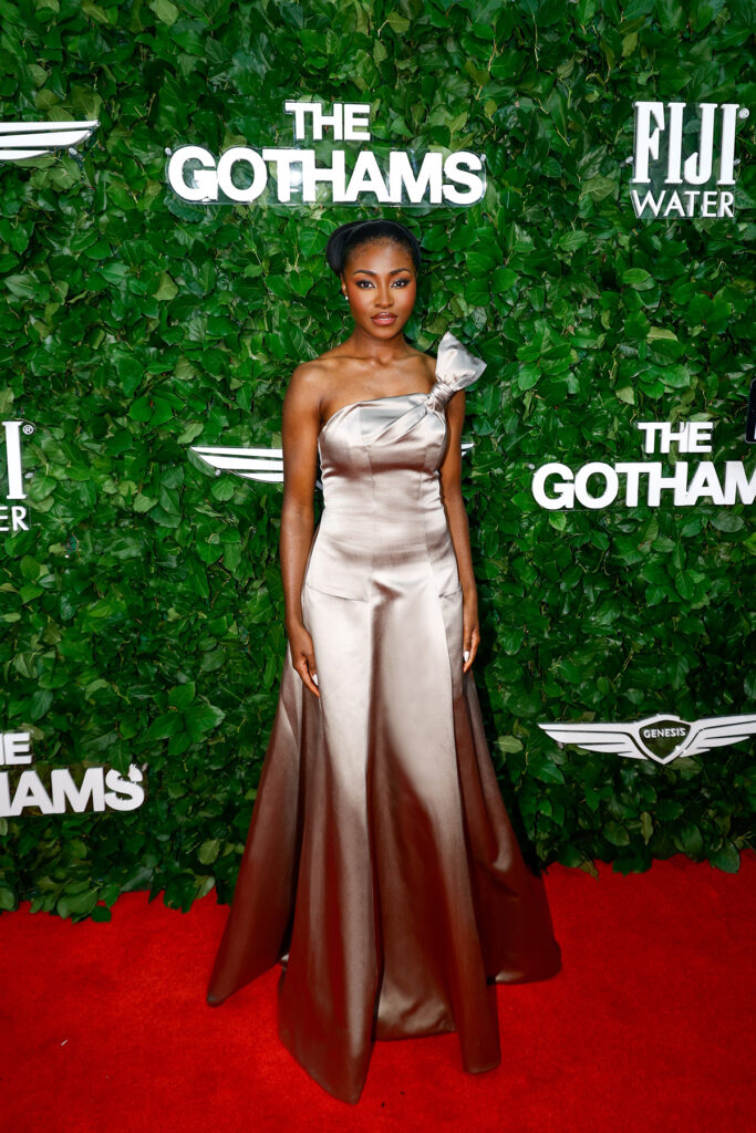 Jayme Lawson, Prada, Gotham Film Awards red carpet, satin gown