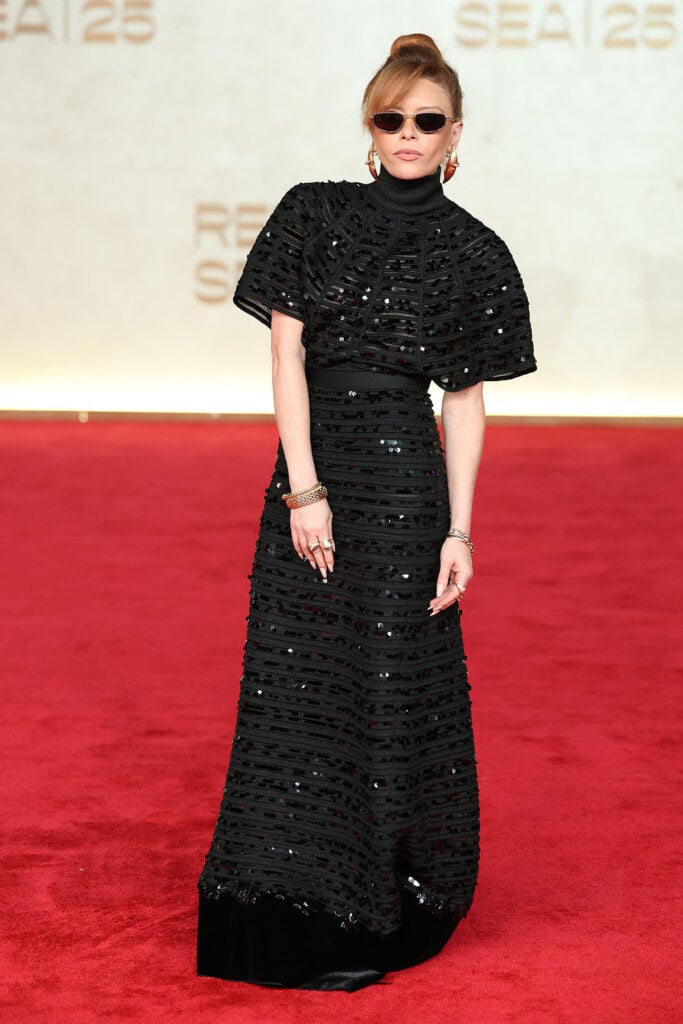 Natasha Lyonne, Lanvin Cassandre knit spider dress, Lanvin Pre-Fall 2025, Midnight Step mules, Giant premiere Red Sea Film Festival, Natasha Lyonne red carpet, 2025 Red Sea International Film Festival red carpet