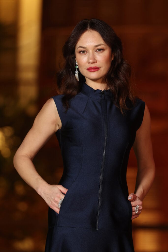 Olga Kurylenko poses for the photographer at the Golden Globes Gala Dinner at the Red Sea International Film Festival 2025 ,Olga Kurylenko Red Sea International Film Festival red carpet, Olga Kurylenko Charbel Zoé, Olga Kurylenko Elie Saab, Olga Kurylenko Giorgio Armani, Olga Kurylenko Tima Abid Couture, Red Sea Film Festival jury style, RSFF 2025 fashion, celebrity red carpet style