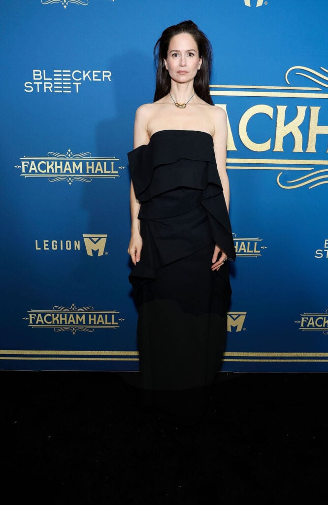 Katherine Waterston attends the "Fackham Hall" New York premiere