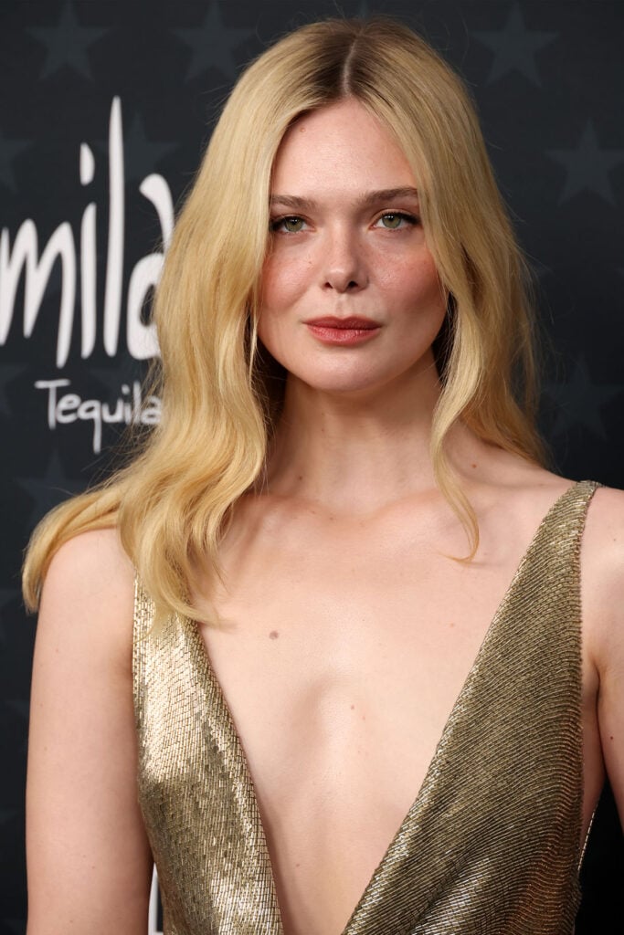 Elle Fanning Wore Ralph Lauren To The 2026 Critics' Choice Awards,Elle Fanning, Elle Fanning Critics Choice Awards, Critics Choice Awards red carpet, Ralph Lauren Fall 2003, archival Ralph Lauren gown, Elle Fanning red carpet style, awards season fashion 2026