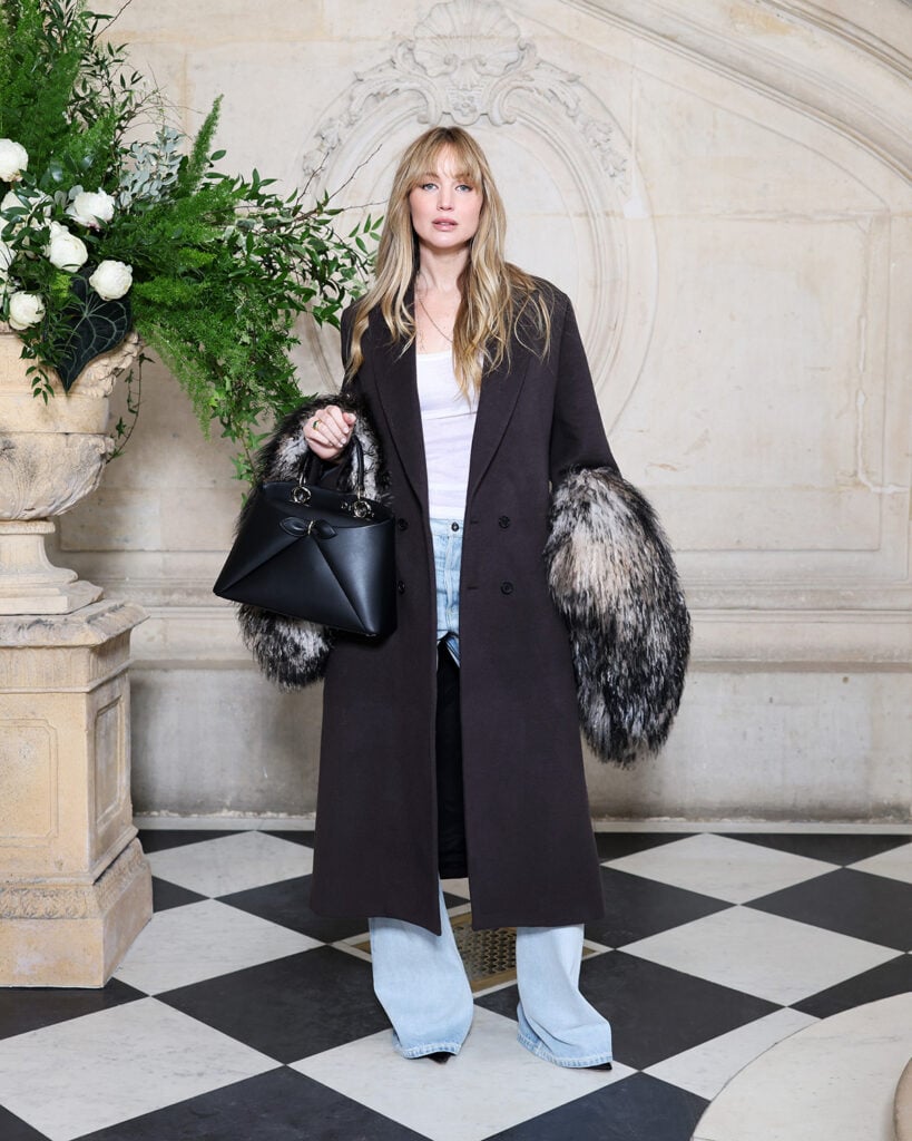 Jennifer Lawrence attends the Christian Dior Haute Couture Week Spring/Summer 2026 show as part of Paris Fashion Week