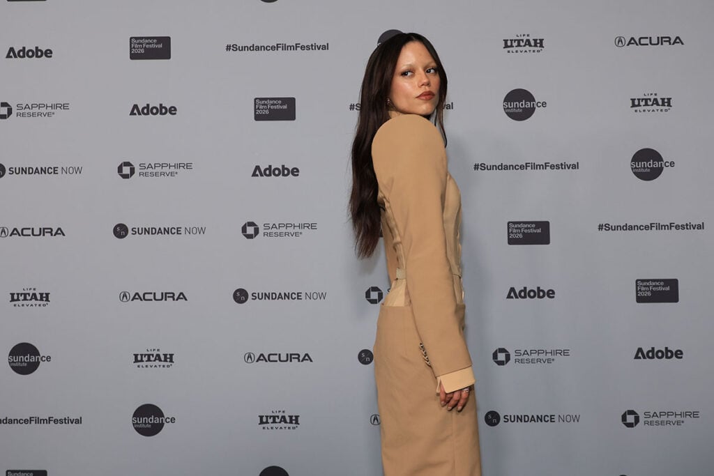 Jenna Ortega, The Gallerist premiere, Sundance Film Festival red carpet, Jenna Ortega Sundance look, Jenna Ortega fashion 2026, Jenna Ortega red carpet style, Sundance Film Festival fashion, celebrity style Sundance, red carpet fashion Utah