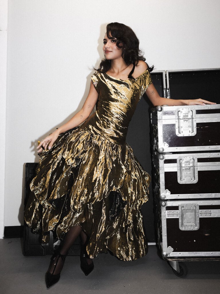 Olivia Dean Wore Lanvin Performing at Jool's Annual Hootenanny for New Years Eve Celebration, Olivia Dean, Olivia Dean fashion, Jools’ Annual Hootenanny, BBC New Year’s Eve, Lanvin Fall 2025, Peter Copping Lanvin, Olivia Dean red carpet, Jools Holland Hootenanny style,