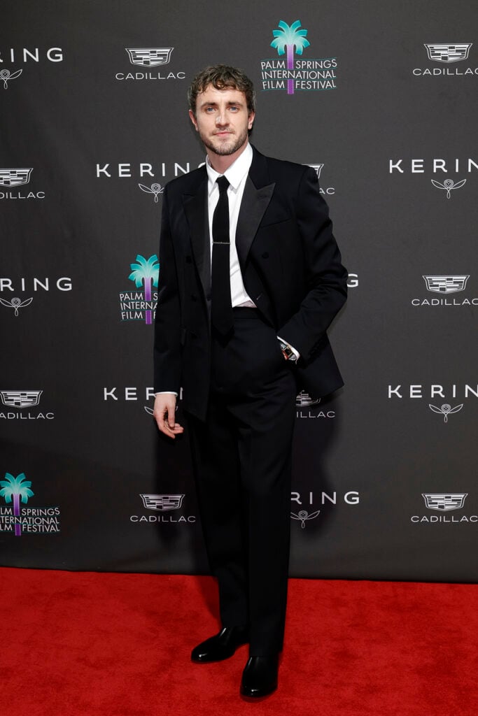 Paul Mescal, Paul Mescal red carpet, Palm Springs International Film Awards menswear, Gucci men’s suit, Paul Mescal style, men’s awards season fashion