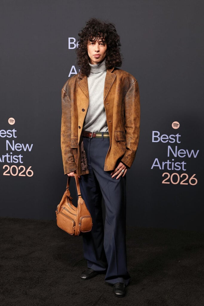Sombr fashion, Spotify Best New Artist Party, PinkPantheress red carpet, Griff style, Olivia Dean fashion, Towa Bird outfit, Katseye group style, Ravyn Lenae look, Rabanne heart top, Best New Artist 2026
